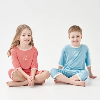 Vaikai Pižama Pavasario Vasaros Rinkiniai Vaikams Homewear Kostiumas Berniukų Drabužiai Pižama Mergaitėms Bamblys Kūdikių Naktiniai Marškiniai Šilko Sleepwear