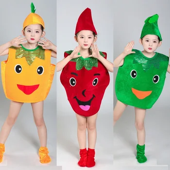 Vaikai, Vaikai, Merginos Berniukas Šalies Animacinių Filmų Vaisių, Daržovių Drabužius, Bananų, Apelsinų Ir Moliūgų Cosplay Helovinas Kostiumas