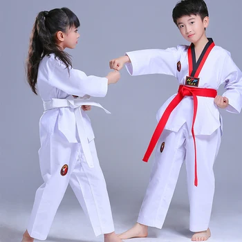 Vaikų Taekvondo Vienodas Taekwondo Uniformas Vaikams, Karate, Dziudo Taekwondo Dobok Kostiumas Vaikams ilgomis Rankovėmis TKD Drabužiai