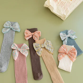 Vaikų tiesiai blauzdos kojinės dviguba adata pavasario kolegijos vėjo vamzdis kojinės be kulno medvilnės mergina lankas kojinės