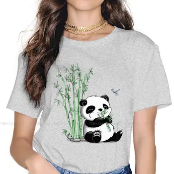 Valgyti Bambuko Hipster TShirts Panda Mergina Grafinis Grynos Medvilnės Viršūnės T Shirt O Kaklo 5XL