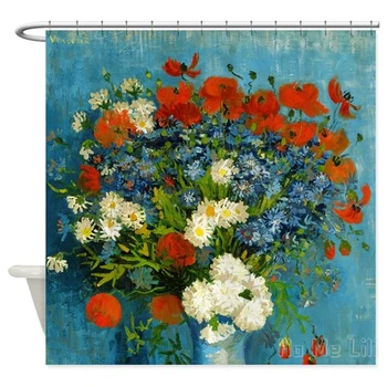 Van Gogh Cornflowers Ir Aguonos Dizaino, Vandeniui Dušo Užuolaidos Vonios Kambario Aksesuarai