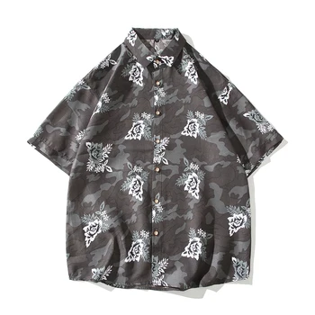 Vasarą Laisvas vyriški Marškinėliai Mados Spausdinti trumpomis Rankovėmis Palaidinės Vyrų Atsitiktinis Havajų Negabaritinių Paplūdimys Marškinėliai Hip-Hop Streetwear 5XL