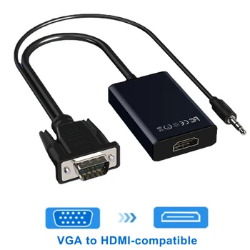VGA į HDMI suderinamus Konverteris, skirtas Nešiojamas kompiuteris, PC Kompiuteris 1080P Para VGA į HDMI Adapteris, suderinamas su Garso Galia Garso Kabelis