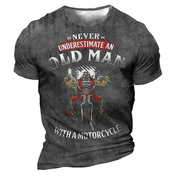 Vyriški Grafinis T-shirt Hipster Kietas Motociklo 3D Skaitmeninio Spausdinimo Retro Gatvės Stiliaus Vyrų Viršų trumpomis Rankovėmis Crewneck vyriški T-shirt