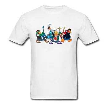 Vyriški Juokinga Šalis T-Shirt Cartoon Club Penguin Džiazo, Roko Grupė Muzikos Marškinėliai Vasaros Studentų 2018-Geriausia Dovana Mados Kietas Tshirts