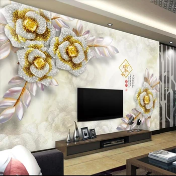 wellyu Adresas didelis freskomis mados namų puošybai aukso iškilumo namų ir turtinga 3d papuošalai gėlių TV fono sienos