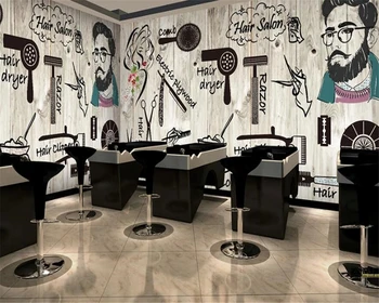 wellyu Individualų didelis freskomis mados namų tobulinimo Šiaurės plaukų salonas, kirpykla, grožio salonas, nagų parduotuvė tapetai