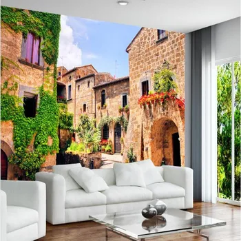 wellyu Pritaikyti didelės apimties freskomis Europos italijos miesto, Europos stiliaus gatvės kraštovaizdžio tapetai aplinkos tapetai
