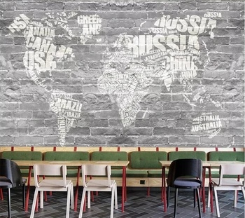 wellyu Užsakymą tapetai Europos 3D cemento plytų siena anglų pasaulio žemėlapio vaizdas, TV foną, sienos papel de parede 3d tapetai