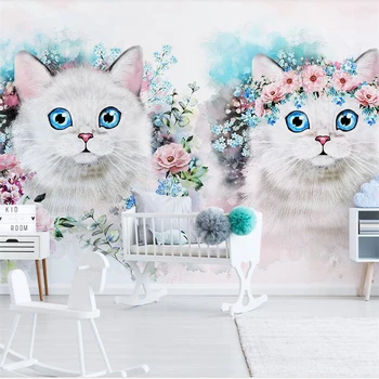 wellyu Šiaurės minimalistinė gėlių kačiukas, vaikų kambario apdaila, sienos užsakymą didelės freskos tapetai papel de parede freskos