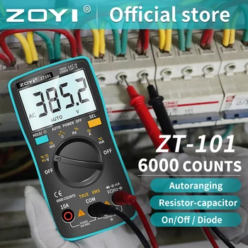 ZOYI ZT101 Skaitmeninis Multimetras 6000 skaičiuoja Atgal šviesos AC/DC Ammeter Voltmeter Ohm Dažnių Diodo Temperatūros zt219