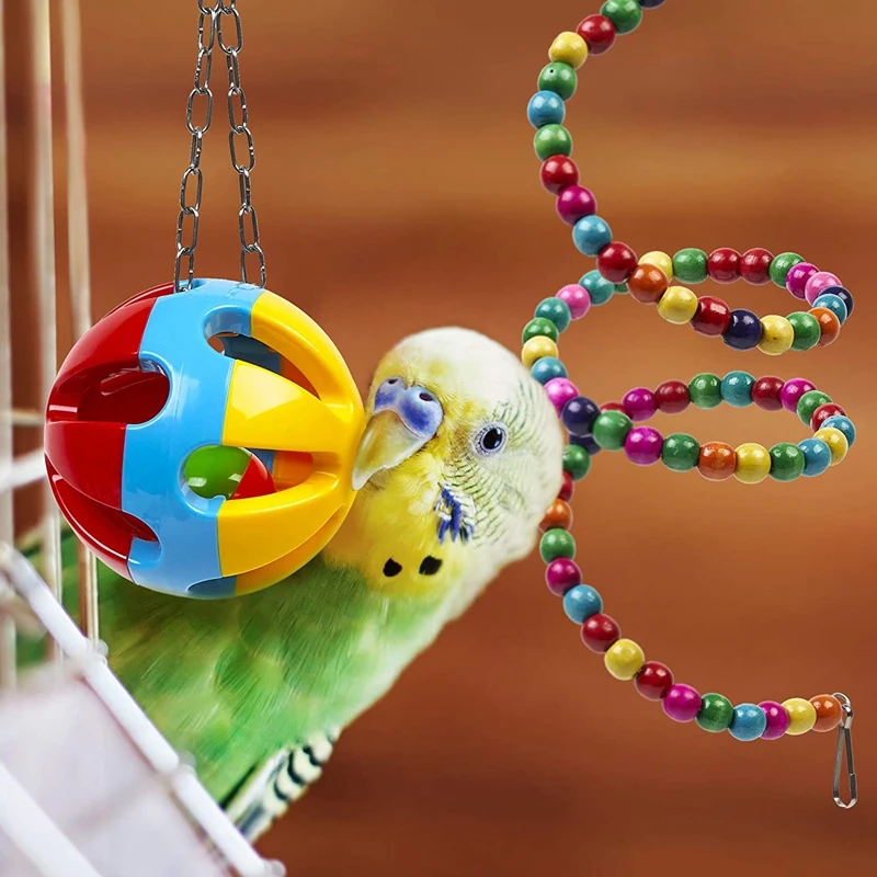 10vnt Derinys Papūga Paukštis Narve, Žaislai, Aksesuarai Papūga Bite Naminių Paukščių Žaislas, skirtas Parrot Mokymo Paukščių Žaislas 장난감 Sūpynės Kamuolys Bell