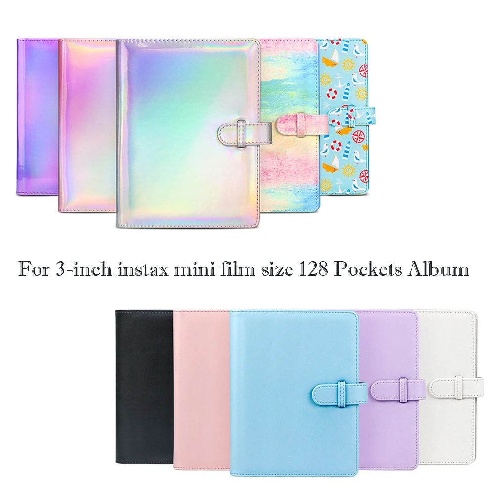 128 Kišenės Didelės Talpos, Sandėliavimo Instax Mini Foto Albumo-Knygos Fujifilm Mini 11 9 8 7s LiPlay Nuorodą juostos, Popierius Kortelės