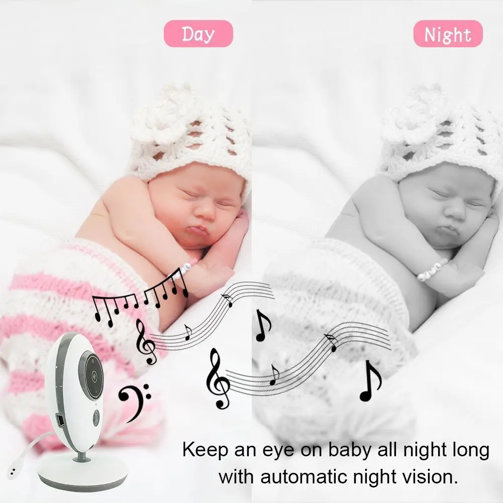 2,4 Colių Belaidžio LCD Audio Video Baby Monitor Radijo Auklė Muzikos Domofonas IR Nešiojamų Kūdikių Kamera Walkie Talkie Aukle VB605
