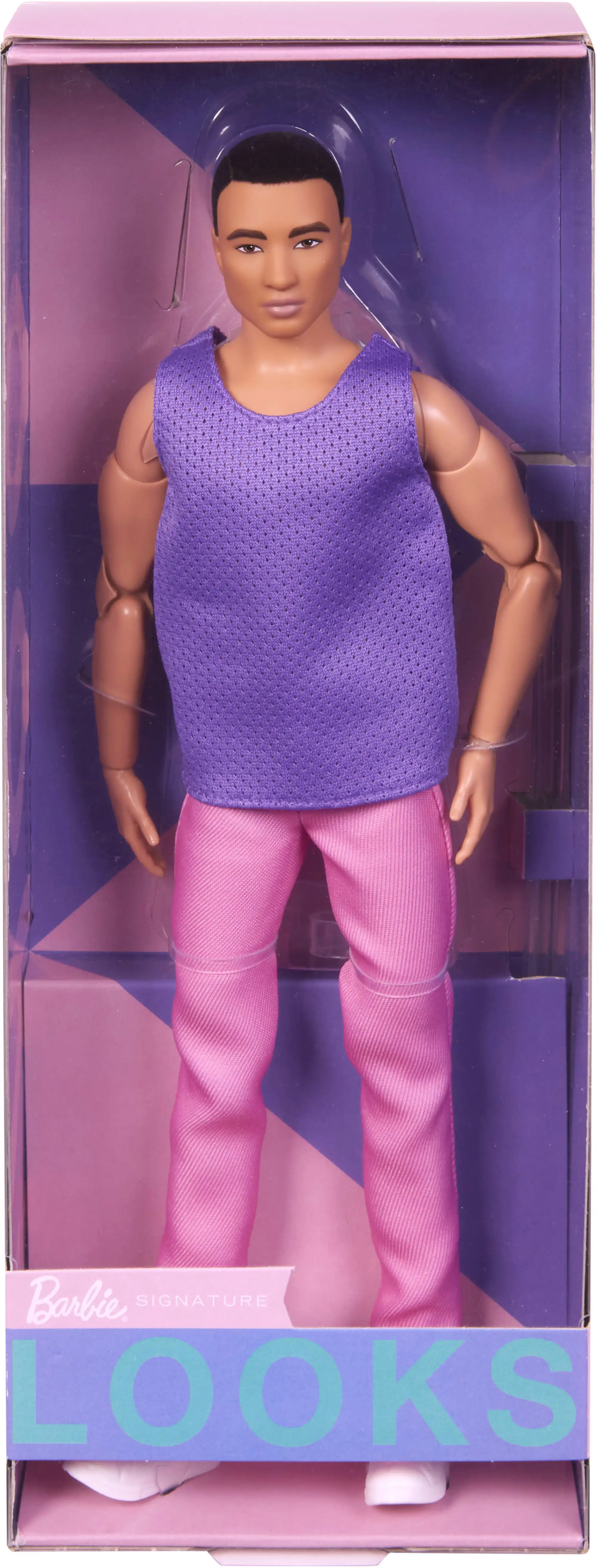 2023 Naujas Ken Lėlė Barbė Atrodo Juodi Plaukai Violetinė Viršų su Rožinės Kelnės Hjw84 Mados Kolekcijos Žaislas Mergina Dovana