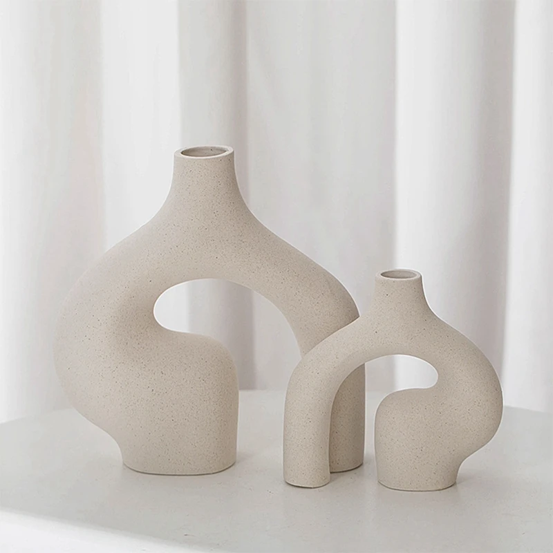 2vnt Keramikos Vaza Šiuolaikinės Abstrakčios Vazos Šiaurės Minimalistinio Dekoratyvinis Geometrinis Vazos, Namų Dekoro,Už Leidiniai