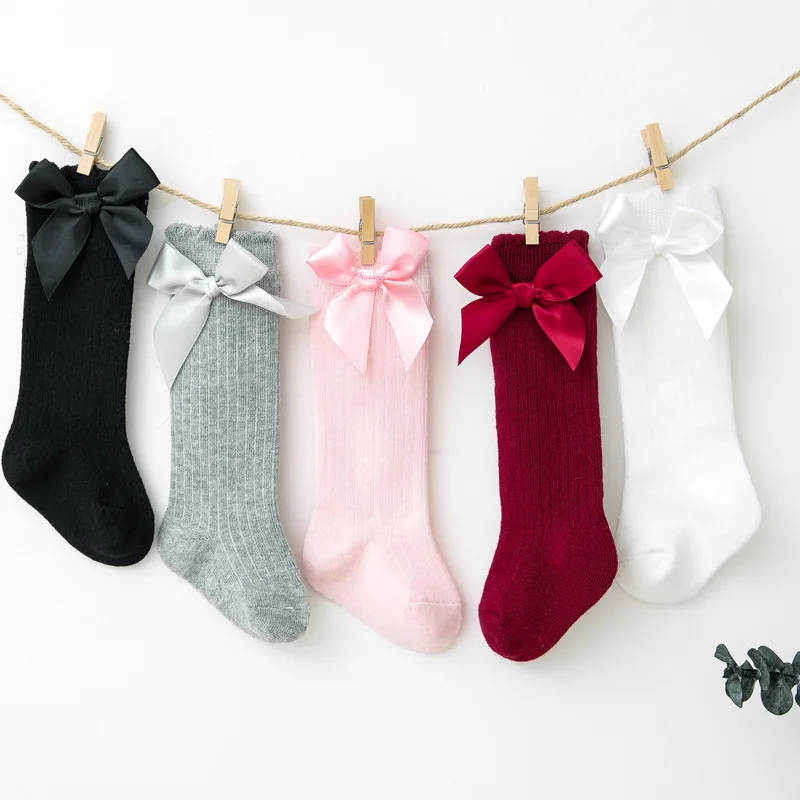 Baby Girl Kojinės Lankas Prarasti burna Kojų Šildytuvus Drabužius Babbies Kelio Raštas Naujagimių kelio kojinių priedai