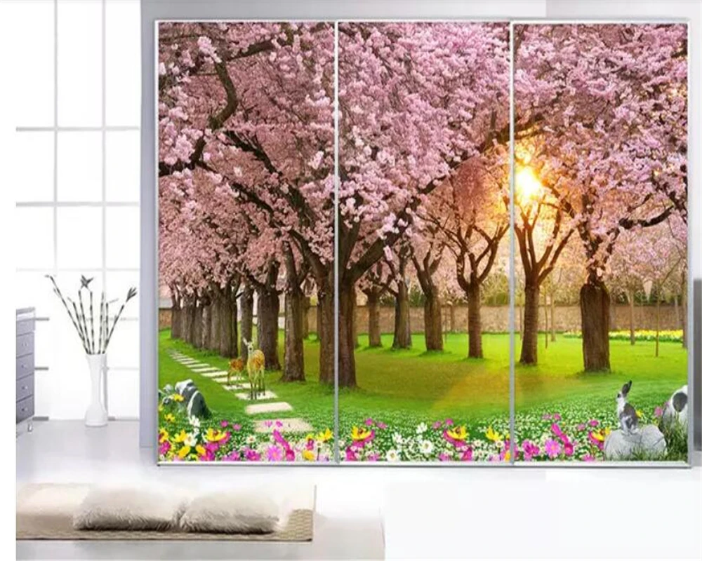 beibehang 3d tapetai ant sienos Užsakymą foto tapetai, fone, sienos, Šiaurės romantiška vyšnių medžio, sienos dokumentų namų dekoro