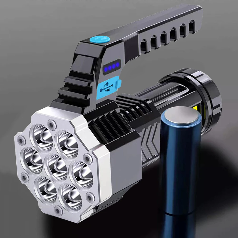Didelės Galios 7 LED Žibintuvėlis USB Įkrovimo Lauko Mini Nešiojamas Žibintuvėlis Pabrėžti Taktinis Apšvietimo COB LED Žibintuvėlis