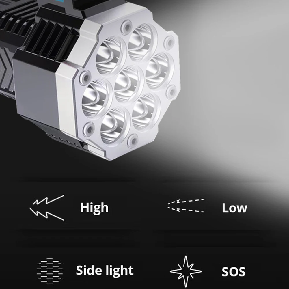 Didelės Galios 7 LED Žibintuvėlis USB Įkrovimo Lauko Mini Nešiojamas Žibintuvėlis Pabrėžti Taktinis Apšvietimo COB LED Žibintuvėlis