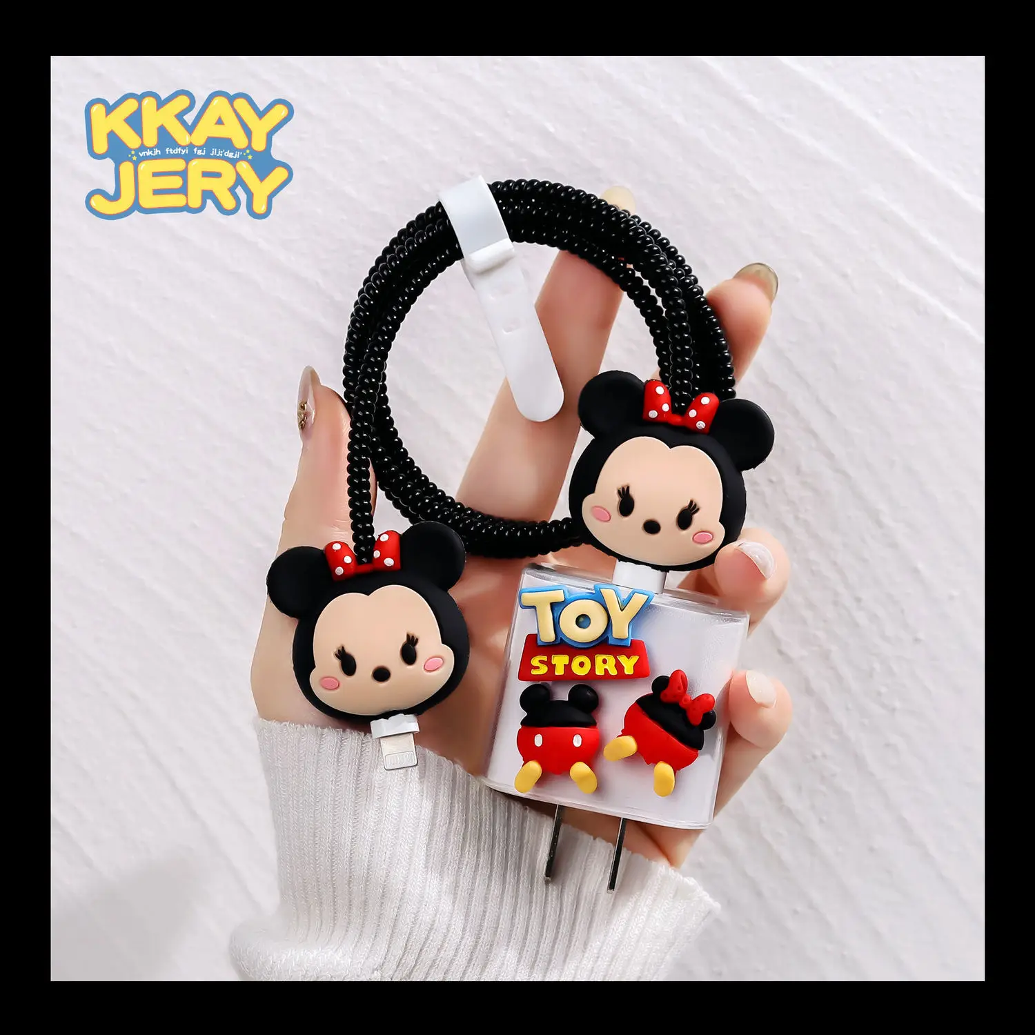 Disney Mickey Minnie Mouse Įkroviklis Duomenų Kabelis Linijos Apsauginis Dangtelis skirtas IPhone 14 13 12 11 pro 18/20W USB-C Anime Vynioti Virvę