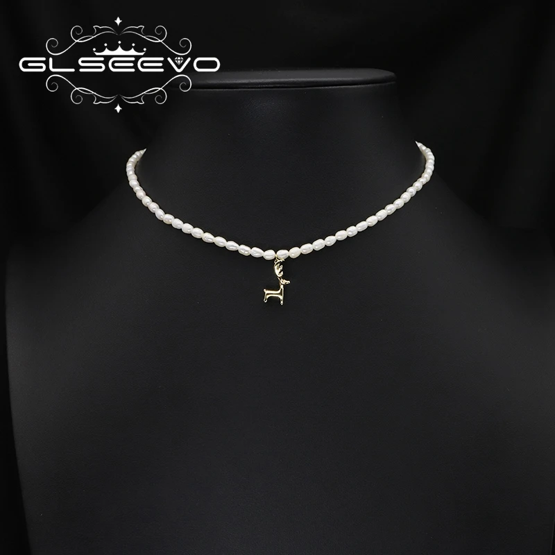 GLSEEVO Natūralių Gėlavandenių Perlų 2022 Naujo Dizaino Briedžių Karoliai Karoliai Prabangos Tendencija Moterų Fine Jewelry-Metį GiftGN0443