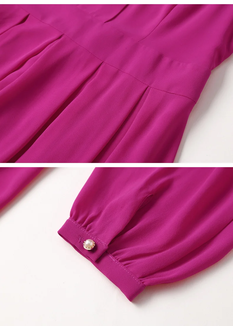 GYALWANA Pavasarį naują 2023 rose red šifono ilgomis rankovėmis suknelė moterų pavasarį ir rudenį lieknėjimo vidutinio ilgio sijonas temperamentą