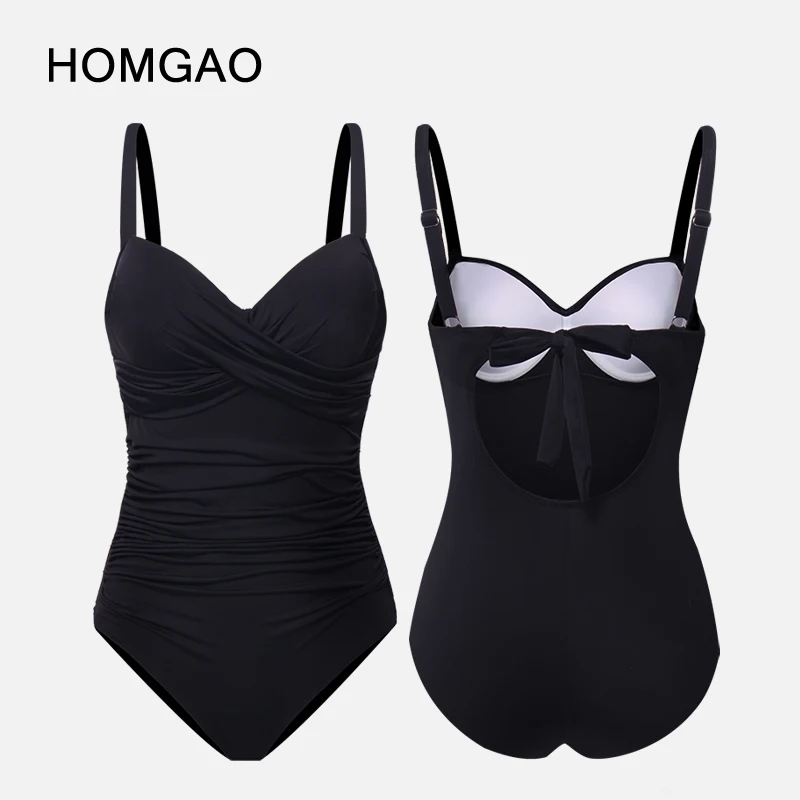 HOMGAO Juoda Push Up maudymosi kostiumėlį Moteris Seksuali Pilvą Kontrolės vientisi Maudymosi Kostiumai Plius Dydis Lieknėjimo maudymosi Kostiumėliai Paplūdimio Monokini