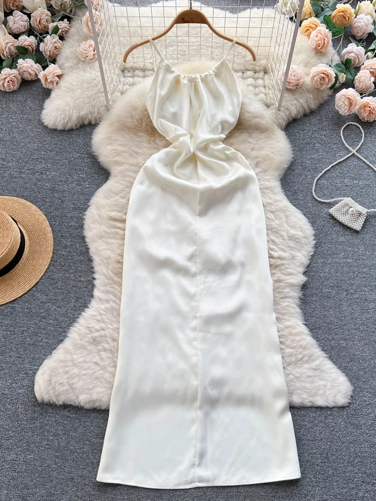 Iki 2023 m. Vasarą prancūzijos Gėlių Suknelė Moterims, Elegantiškas O-neck Slim Paplūdimio Suknelės Ponios Elegantiškas Satino Ilgas Chalatas, Vestidos