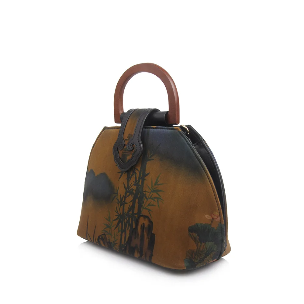 Krepšys Moteriška Kinų stiliaus medinė rankena rankoje crossbody maišelį retro collocation cheongsam shell maišelį šilko maišelis