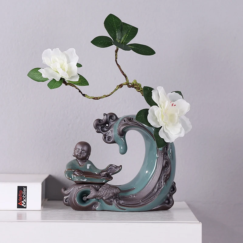 Kūrybinės Keramikos Džiovintų Gėlių Vaza Apdailos Kambarį Augalų, Gėlių kompozicijų Gėlių TV Spintelė Hydroponics Žaliųjų Augalų