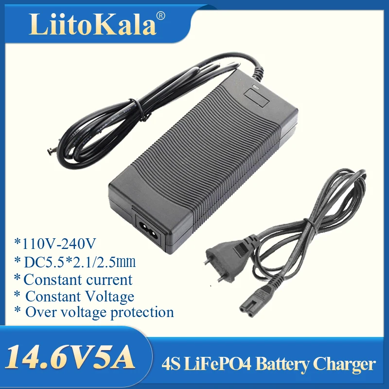 LiitoKala 14.6 V 5A Įkrovikliu 4S 14,4 V 12V LiFePO4 baterija 14,4 V LiFePO4) Baterijos Kroviklį Input 100-240V Saugos Stabili