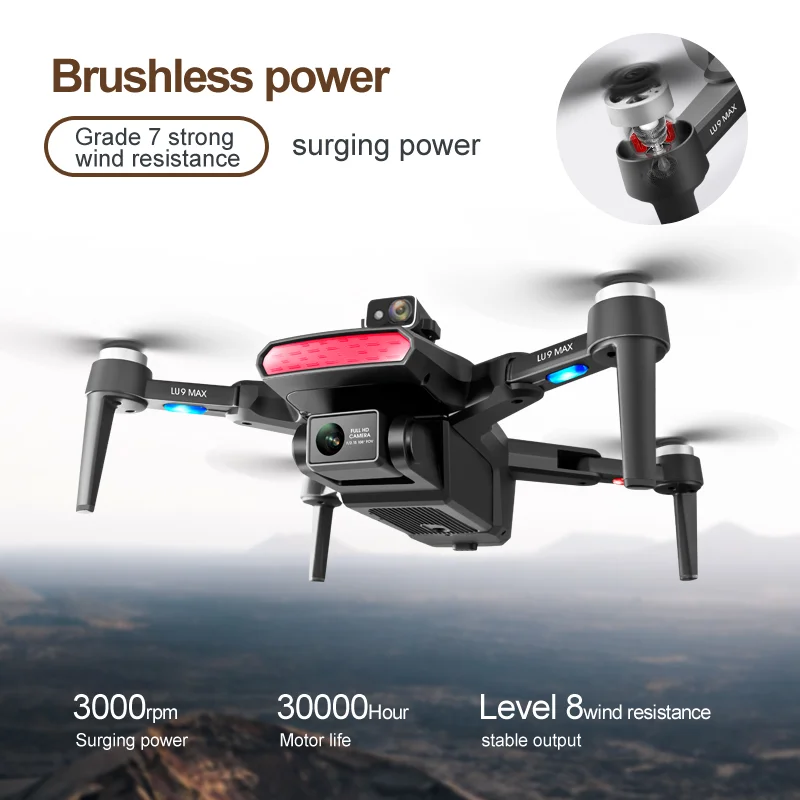 LU9 MAX GPS Drone 8K Dual Camera WIFI FPV Profesinės aerofotografija Kliūčių Vengimo Brushless Sraigtasparnis RC Quadcopter