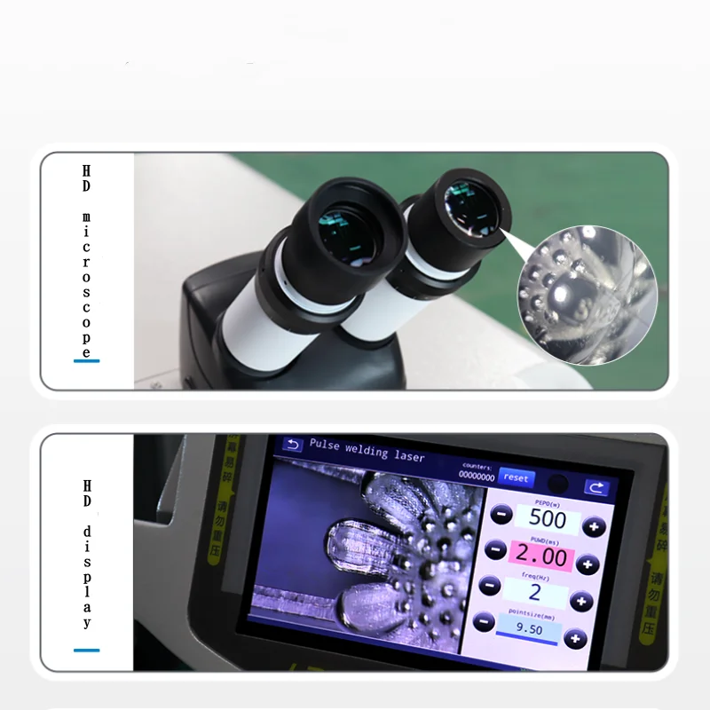 Micro lazerinio suvirinimo YAG lazerio jutiklinio ekrano valdymo papuošalai, auskarai suvirinimo aparatas metalo spalva CCD camera