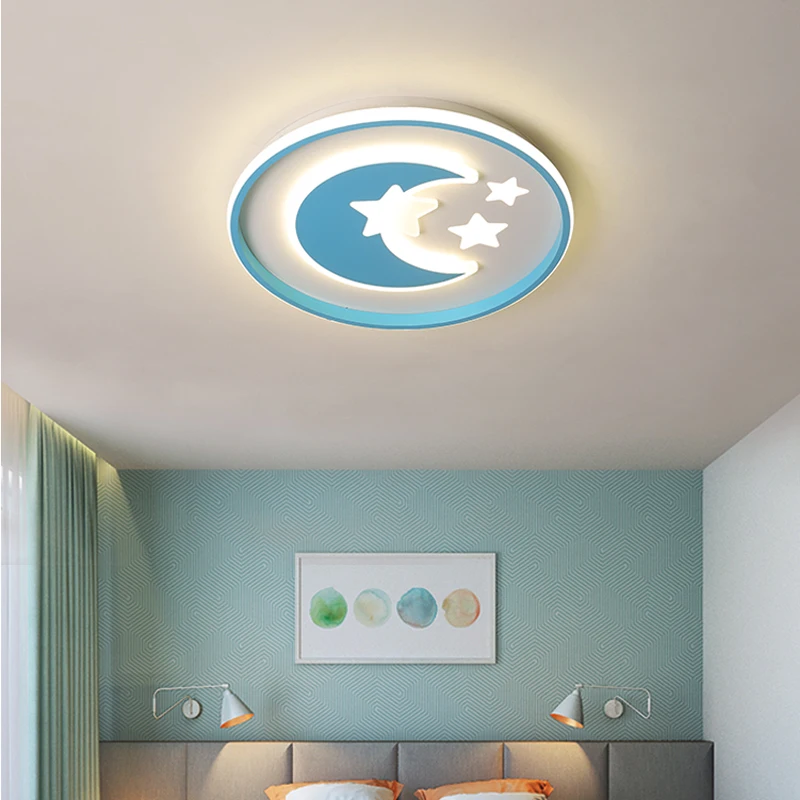 Naujas LED Lubų Šviesos, Vaikų Kambarys, Miegamasis, Studijų Darželio Vaikai Mergaitės Berniukai Mėlynas Apvalus Mėnulis Šiuolaikinės Kabo Lempa Šviestuvas