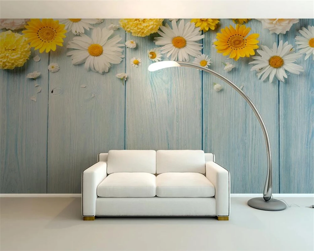 Pritaikyti tapetai, 3d chrizantemų medienos grūdų paprasto fono sienos обои kambarį cafe hotel apdailos dažymo фотообои
