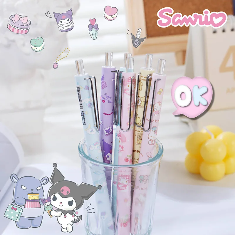 Sanrio 12/24pcs Kawaii Hello Kitty Pochacco Didelės Vertės Gelio Rašiklis Animacinių filmų Mielas Studentų Rašymo Reikmenys Juoda 0,5 mm Paspauskite St Pen