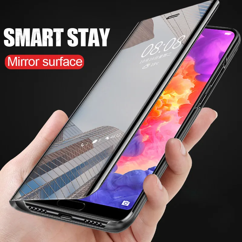 Smart Veidrodis, Flip Telefonas Atveju, Huawei Y5 Y6 Y7 Y9 Premjero 2019 P Smart Plus Z Garbę 10 20 20i Lite Aiškų Vaizdą Nova Pro 5