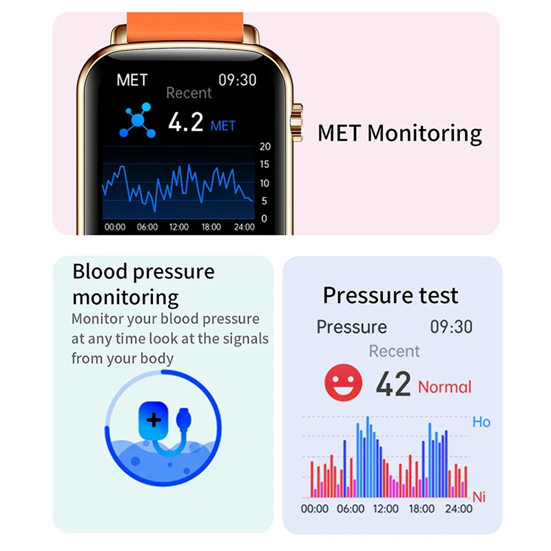 Smart Watch Vyrai Moterys Dial Ragina Kraujo Spaudimas Streso Stebėti Smartwatch Vandeniui IP67 Pranešimą Priminimas Laikrodis 2023 Naujas