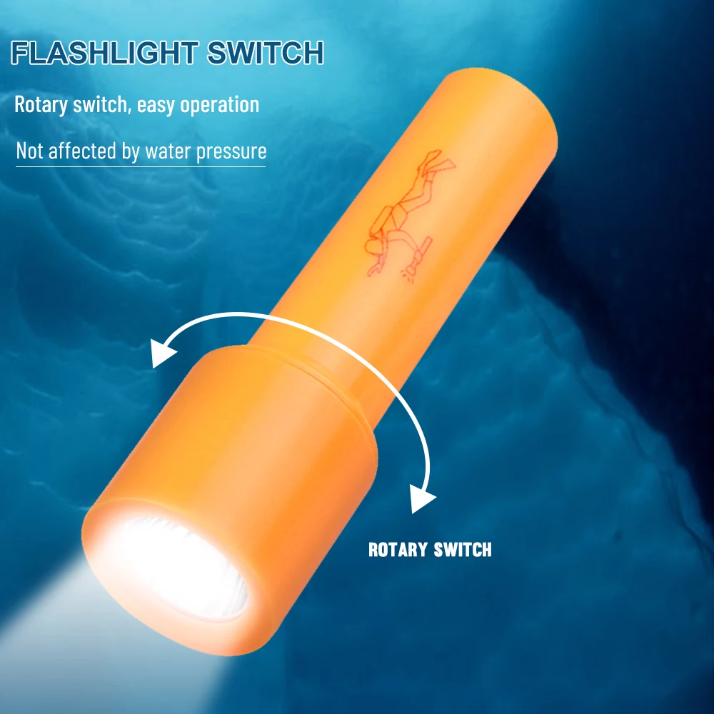 Stiprus Šviesos diodų (LED) Nardymo Žibintuvėlis IPX8 Vandeniui Šviesos Kompaktiškas Ir Lengvas Fiksuotas Fokusavimas Povandeninis Žibintuvėlis