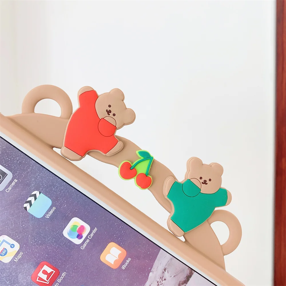 Už Xiaomi 5 Mi Trinkelėmis MiPad 5 Pro Atveju Apsauginį Kiautą Ajustable Stovėti Minkšto Silikono Animacinių Filmų Lokys Atsparus Smūgiams Vaikai Rankena Padengti