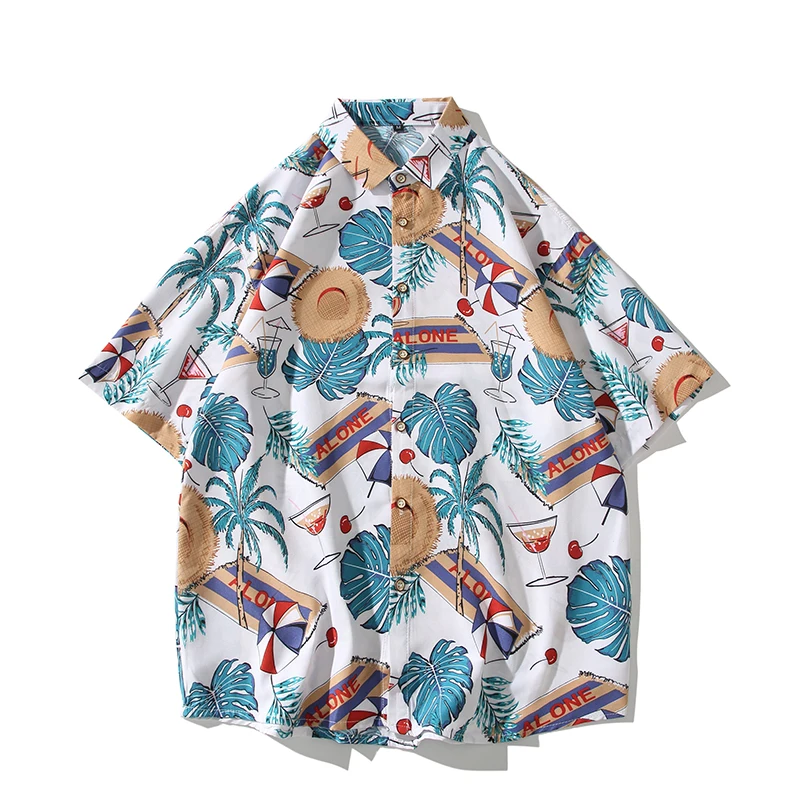 Vasarą Laisvas vyriški Marškinėliai Mados Spausdinti trumpomis Rankovėmis Palaidinės Vyrų Atsitiktinis Havajų Negabaritinių Paplūdimys Marškinėliai Hip-Hop Streetwear 5XL
