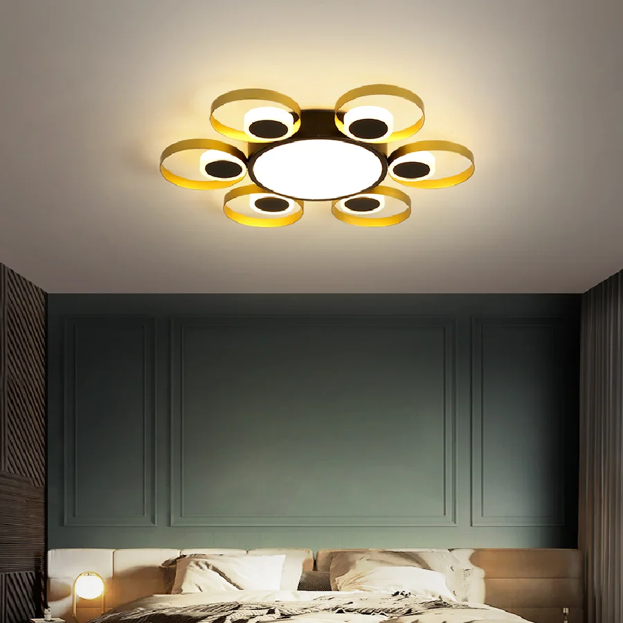 Šiuolaikinės Kūrybos LED Lubų šviestuvas, Valgomasis, svetainė, Miegamasis Namų Deco Montavimo Reguliuoti 3 Spalvų Šviesa Juoda Plus Gold