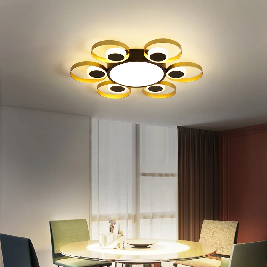Šiuolaikinės Kūrybos LED Lubų šviestuvas, Valgomasis, svetainė, Miegamasis Namų Deco Montavimo Reguliuoti 3 Spalvų Šviesa Juoda Plus Gold