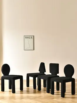 Šiaurės creative black teddy vilnos valgomojo kėdė namų šiuolaikinės paprasta kėdė atlošo makiažo kėdė valgomasis kėdė akcentas kėdė