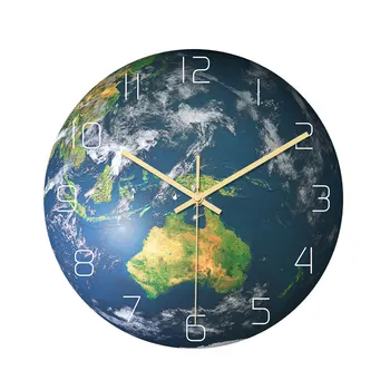 Žemės Šviesos Meno Laikrodžiai Reloj de Sumalti Septynių Žemynų Silent Sieninis Laikrodis Modernaus Dizaino Namų Puošybai Geografijos Pamokose