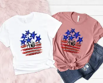 Žvaigždės ir Stripes Marškinėliai Retro Amerikos Vėliava liepos 4-osios Marškinėliai Žvaigždės Taikos ir Juostelės Trumpas Rankovės Viršuje Tees O Kaklo Harajuku y2k