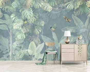 beibehang Užsakymą sienos popieriaus freskos Šiaurės retro rankomis dažyti tropinių augalų TV foną, sienų apdaila dažymas 3d tapetai