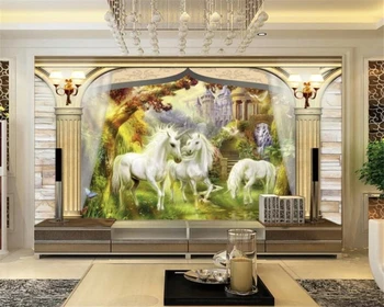 beibehang Užsakymą tapetai, 3d foto freskomis papel de parede Europos stiliaus oro arklių kambarį freskomis 3d tapetai papel parede